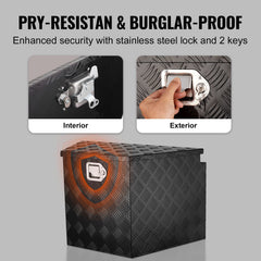 Trailer Tongue Box, Aluminum Alloy Diamond Plate Tongue Box Tool Chest, Heavy Duty Trailer Box Storage with Lock and Keys, for Pickup Truck, RV, Trailer, 737 x 410 x 460 mm/29x16.5x18inch