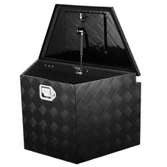 Trailer Tongue Box, Aluminum Alloy Diamond Plate Tongue Box Tool Chest, Heavy Duty Trailer Box Storage with Lock and Keys, for Pickup Truck, RV, Trailer, 737 x 410 x 460 mm/29x16.5x18inch