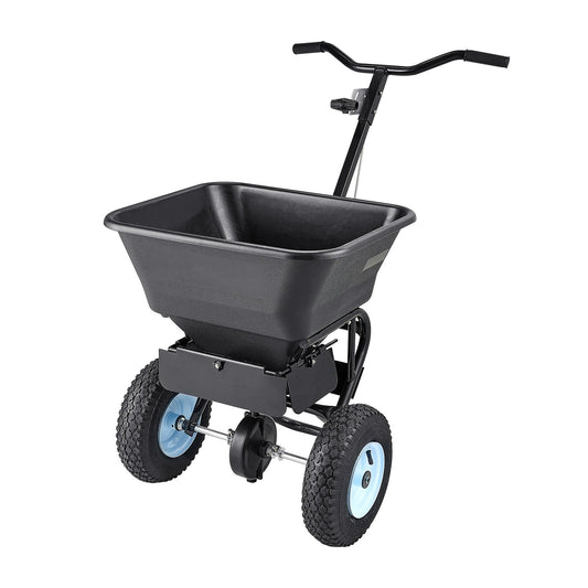 Lawn Spreader, 100LBS Capacity, Walk-Behind Push Spreader, 0-9.8ft Spreading Width, 13 in All Terrain Pneumatic Tires, Fertilizer Spreaders with Hopper Grate, for Seed Salt Ice Melt