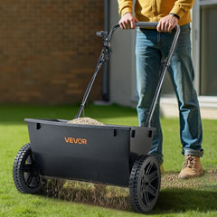 Walk-Behind Push Spreader, 22.6 kg Capacity, Drop Spreader with Hopper Grate, 18 in Spreading Width & 30 Settings, 10 in All Terrain Tires, Garden & Lawn Spreaders for Seed, Fertilizer