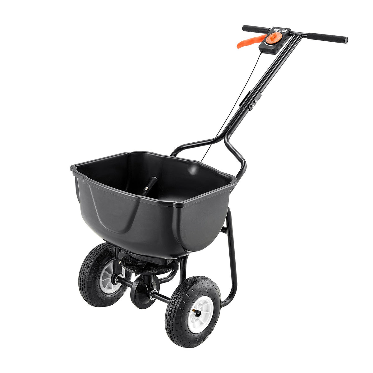 Walk Behind Spreader, 60LBS Capacity, Push Spreader with Hopper Grate, 0-9.8 ft Spreading Width, 8 in All Terrain Pneumatic Tires, Garden & Lawn Broadcast Spreaders, for Seed, Fertilizer