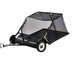 106.6 cm Lawn Sweeper Tow Behind, 12 cu.ft. Large Pull Behind Grass Sweeper, Heavy Duty Leaf & Grass Collector with Dumping Rope Design, Adjustable Sweeping Height for Picking Up Debris & Grass