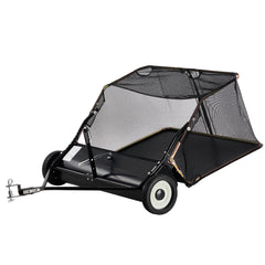 106.6 cm Lawn Sweeper Tow Behind, 12 cu.ft. Large Pull Behind Grass Sweeper, Heavy Duty Leaf & Grass Collector with Dumping Rope Design, Adjustable Sweeping Height for Picking Up Debris & Grass