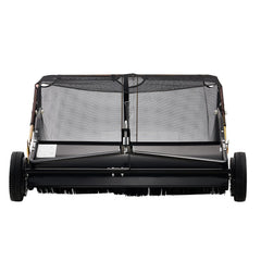 106.6 cm Lawn Sweeper Tow Behind, 12 cu.ft. Large Pull Behind Grass Sweeper, Heavy Duty Leaf & Grass Collector with Dumping Rope Design, Adjustable Sweeping Height for Picking Up Debris & Grass