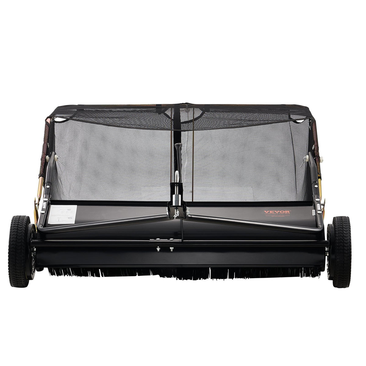 106.6 cm Lawn Sweeper Tow Behind, 12 cu.ft. Large Pull Behind Grass Sweeper, Heavy Duty Leaf & Grass Collector with Dumping Rope Design, Adjustable Sweeping Height for Picking Up Debris & Grass