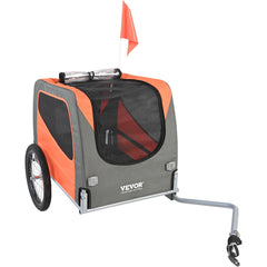 Dog Bike Trailer, Supports up to 30 kg, Pet Cart Bicycle Carrier, Easy Folding Frame with Quick Release Wheels, Universal Bicycle Coupler, Reflectors, Flag, Collapsible to Store, Orange/Gray