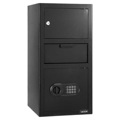 3.6 Cubic Feet Drop Safe, Large Capacity Front Drop Slot Safe Box with Digital Keypad, Heavy Duty 3 Tiers Cash Depository Box with Spare Keys for Cash, Bank Slip, Jewelry, Document, Bill, Black