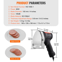 Electric Shawarma Knife, 80W Professional Turkish Kebab Knife, Commercial Stainless Steel Gyro Cutter, Doner Kebab Meat Slicer with 2 Blades, 100mm Blade Diameter, 0-8mm Adjustable Thickness