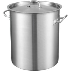 Stainless Steel Stockpot, 42 Quart Large Cooking Pots, Multipurpose Cookware Sauce Pot with Lid & Handle, Heavy Duty Commercial Grade Stock Pot, Sanding Treatment, for Large Groups Events Silver