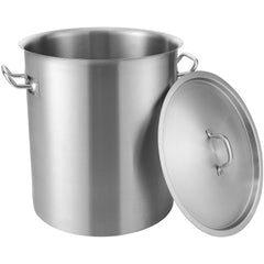 Stainless Steel Stockpot, 42 Quart Large Cooking Pots, Multipurpose Cookware Sauce Pot with Lid & Handle, Heavy Duty Commercial Grade Stock Pot, Sanding Treatment, for Large Groups Events Silver