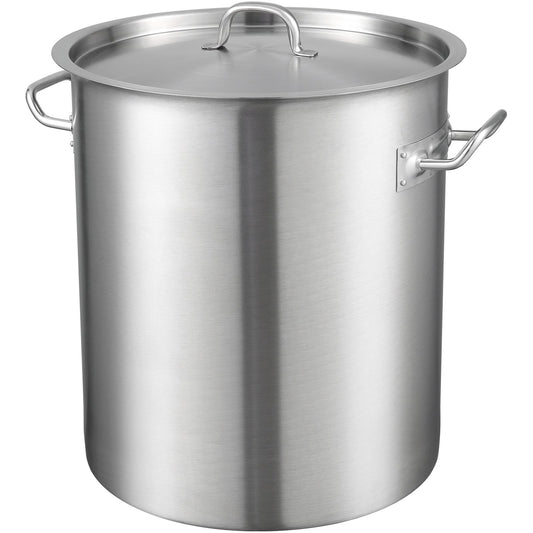 Stainless Steel Stockpot, 42 Quart Large Cooking Pots, Multipurpose Cookware Sauce Pot with Lid & Handle, Heavy Duty Commercial Grade Stock Pot, Sanding Treatment, for Large Groups Events Silver