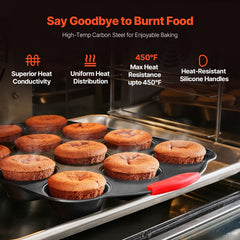 Baking Pan Set 10-Piece Nonstick Carbon Steel Set with Silicone Handles