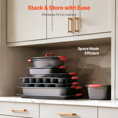 Baking Pan Set 10-Piece Nonstick Carbon Steel Set with Silicone Handles