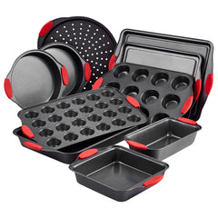 Baking Pan Set 10-Piece Nonstick Carbon Steel Set with Silicone Handles