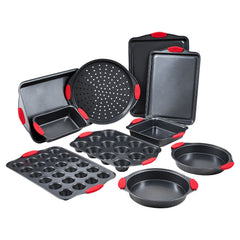 Baking Pan Set 10-Piece Nonstick Carbon Steel Set with Silicone Handles