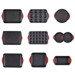 Baking Pan Set 10-Piece Nonstick Carbon Steel Set with Silicone Handles