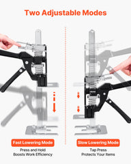 Labor Saving Arm Jack, 2 PCS 200 kg Bearing Capacity, Lifting up to 235 mm, Metal Hand Lifting Jack Tool with Magnetic Level, 2 Adjustment Modes, for Door, Window, Furniture, Woodworking, Black