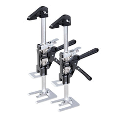 Labor Saving Arm Jack, 2 PCS 200 kg Bearing Capacity, Lifting up to 235 mm, Metal Hand Lifting Jack Tool with Magnetic Level, 2 Adjustment Modes, for Door, Window, Furniture, Woodworking, Black