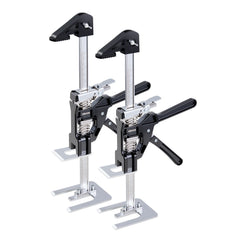 Labor Saving Arm Jack, 2 PCS 200 kg Bearing Capacity, Lifting up to 235 mm, Metal Hand Lifting Jack Tool with Magnetic Level, 2 Adjustment Modes, for Door, Window, Furniture, Woodworking, Black
