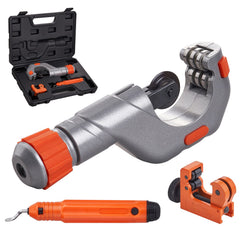 3PCS Tubing Cutter Set, 3/16"-2" O.D. Copper Pipe Cutter, 1/8"-7/8" O.D. Mini Tube Cutter and Deburring Tool, Heavy Duty Pipe Cutter Set for Copper, Aluminum, Stainless Steel, Plastic Pipes