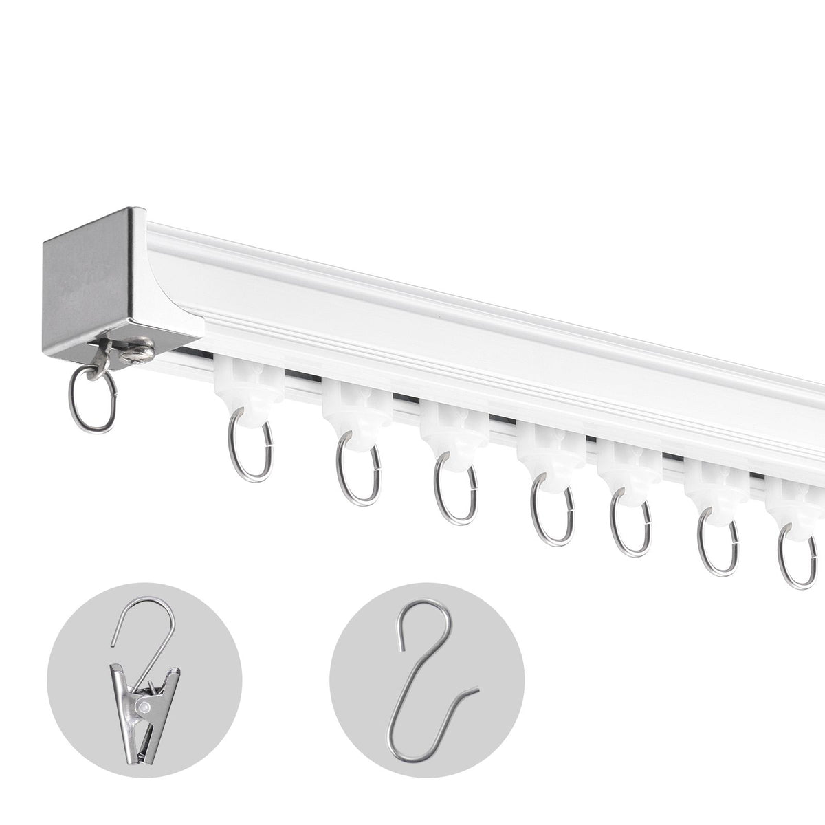 Ceiling Curtain Track Set 5.9 FT/1.8 Meter_oom Divider with Hooks White