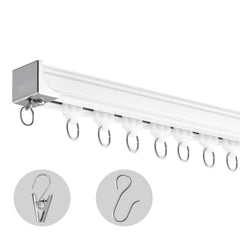 Ceiling Curtain Track Set 5.9 FT/1.8 Meter_oom Divider with Hooks White