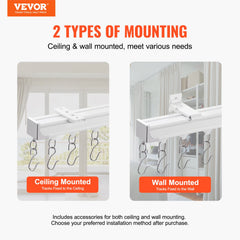 Ceiling Curtain Track Set 5.9 FT/1.8 Meter_oom Divider with Hooks White
