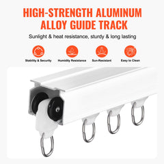 Ceiling Curtain Track Set 5.9 FT/1.8 Meter_oom Divider with Hooks White