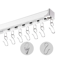 Ceiling Curtain Track Set 17.7 FT/5.4 Meter Room Divider with Hooks White