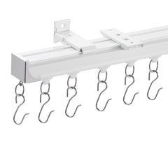 Ceiling Curtain Track Set 17.7 FT/5.4 Meter Room Divider with Hooks White