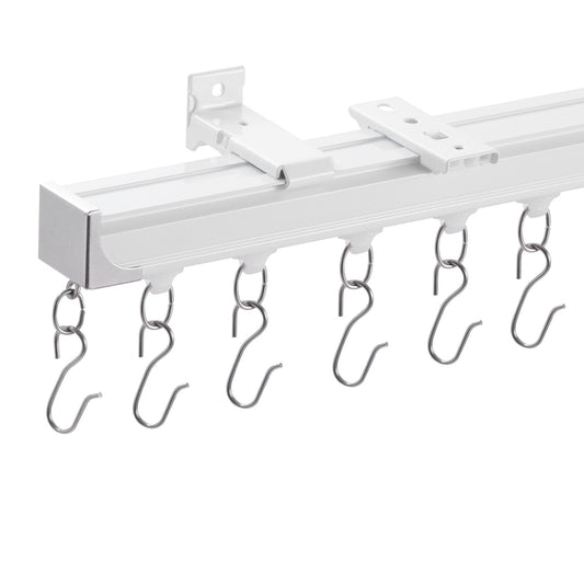 Ceiling Curtain Track Set 17.7 FT/5.4 Meter Room Divider with Hooks White