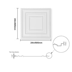 Ceiling Tiles 12-Pack 24 x 24 in PVC Easy Installation White Peg Pattern