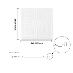 Ceiling Tiles 12-Pack 24 x 24 in PVC Easy Installation White Echo Pattern