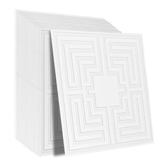 Ceiling Tiles 12-Pack 24 x 24 in PVC Easy Installation White Echo Pattern