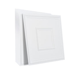 Ceiling Tiles 12-Pack 24 x 24 in PVC Easy Installation White Geometric