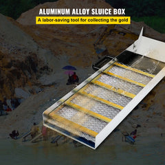 Aluminum Alloy Sluice Box, Compact 36" Mini Sluice Boxes for Gold, Lightweight Gold Sluice Equipment, Portable Sluice Boxes with Miner\'s Moss, River, Creek, Gold Panning, Prospecting, Dredging