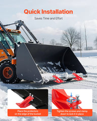 Tractor Bucket Protector, 2PCS Heavy Duty Steel Bucket Edge Protectors, Edge Tamer Anti-Skid Device with Double Hexagon Lock Nuts and Bolts, for Snow, Leave Removal & Spreading Gravel (Red)