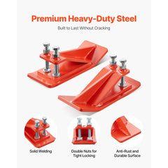 Tractor Bucket Protector, 2PCS Heavy Duty Steel Bucket Edge Protectors, Edge Tamer Anti-Skid Device with Double Hexagon Lock Nuts and Bolts, for Snow, Leave Removal & Spreading Gravel (Orange)