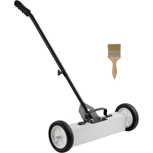 Rolling Magnetic Sweeper with Wheels, Push-Type Magnetic Pick Up Sweeper, Large Magnet Pickup Lawn Sweeper, 20.4kg Magnet with Telescoping Handle, Easy Cleanup of Workshop Garage Yard