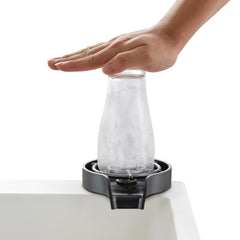 Glass Rinser, 10 Powerful Spraying Jets Rotating Cup Rinser for Sink, Wearproof ABS Kitchen Sink Faucet Cup Washer & ABS Cup Holder for Baby Bottle, Glass Cup, Wine Glass (Black Base)