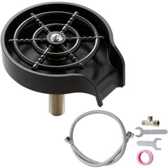 Glass Rinser, 10 Powerful Spraying Jets Rotating Cup Rinser for Sink, Wearproof ABS Kitchen Sink Faucet Cup Washer & ABS Cup Holder for Baby Bottle, Glass Cup, Wine Glass (Black Base)
