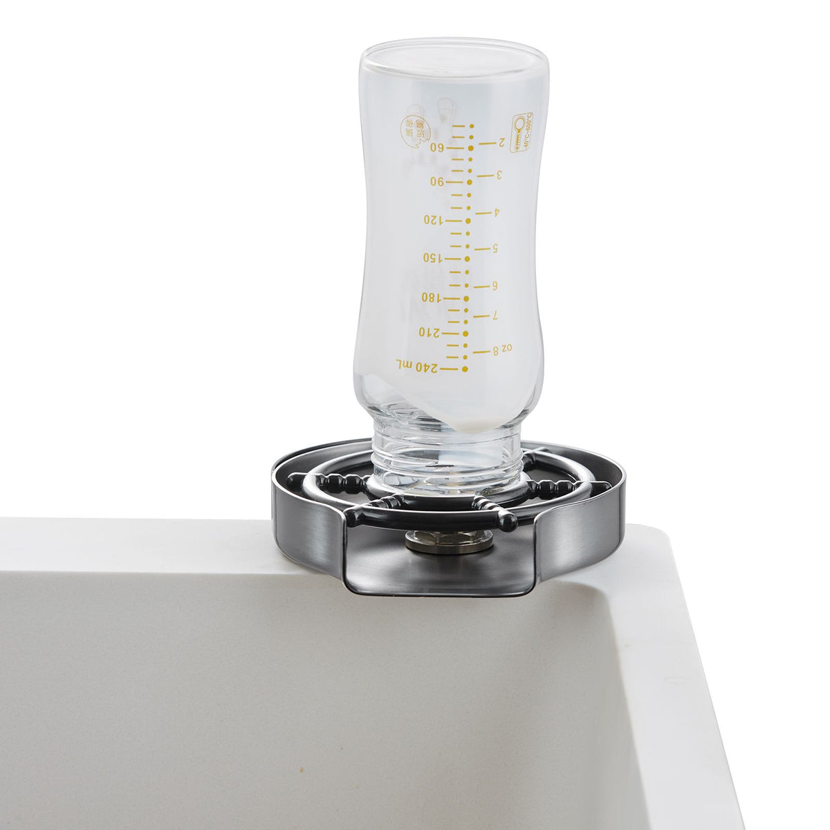 Glass Rinser 10-Hole Rotating Stainless Steel Washer ABS Cup Holder