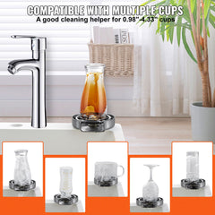 Glass Rinser 10-Hole Rotating Stainless Steel Washer ABS Cup Holder