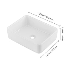 Modern Ceramic Vessel Sink 48x37cm Bathroom Vanity Bowl Countertop White