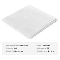 Greenhouse Plastic Sheeting 12 x 50 ft 6Mil Clear Polyethylene Film