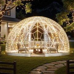 Garden Dome Tent, 3.6 x 2.2 m Outdoor Clear Bubble Tent for 4-7 Person, Weatherproof Geodesic Dome Greenhouse with Window, PVC Igloo Tents for Backyard Patios Camping Party Wedding