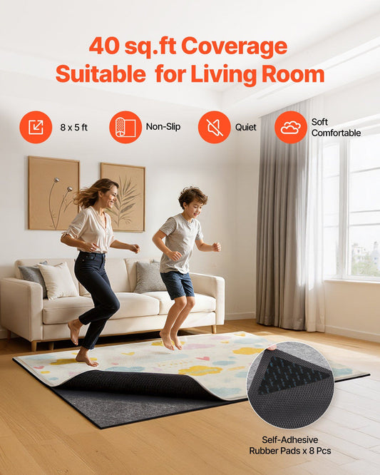 Rug Pad 2.44 x 1.52 m, Non-slip Carpet Area Pad, Rug Mat Padding with Dual Surface Felt Cushion & Rubber Gripper, Hardwood Floor Protection for All Floors, Finishes, Keeps Carpets in Place