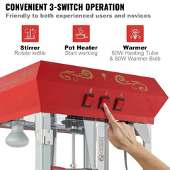 Popcorn Popper Machine Countertop Popcorn Maker 850W 8 Oz 48 Cups Red