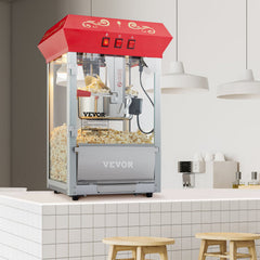 Popcorn Popper Machine Countertop Popcorn Maker 850W 8 Oz 48 Cups Red