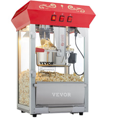 Popcorn Popper Machine Countertop Popcorn Maker 850W 8 Oz 48 Cups Red